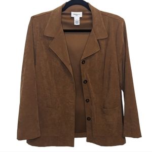 Parisian Works Petite Women's Tan Suede Blazer Jacket Size MP 🤎✨